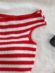 Vintage Red Striped Bikini Set