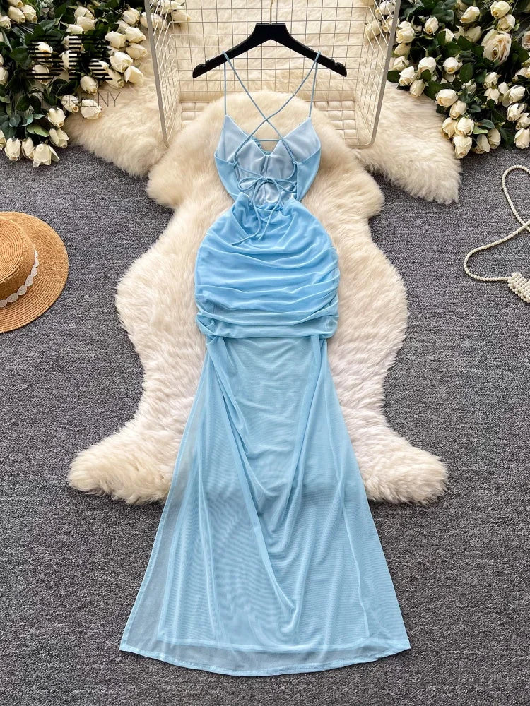 Spaghetti Strap Holiday Beach Long Dress