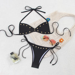 Sexy Black Button Bikini Set