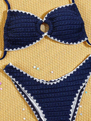 Sexy Navy Patchwork Micro Bikini Set