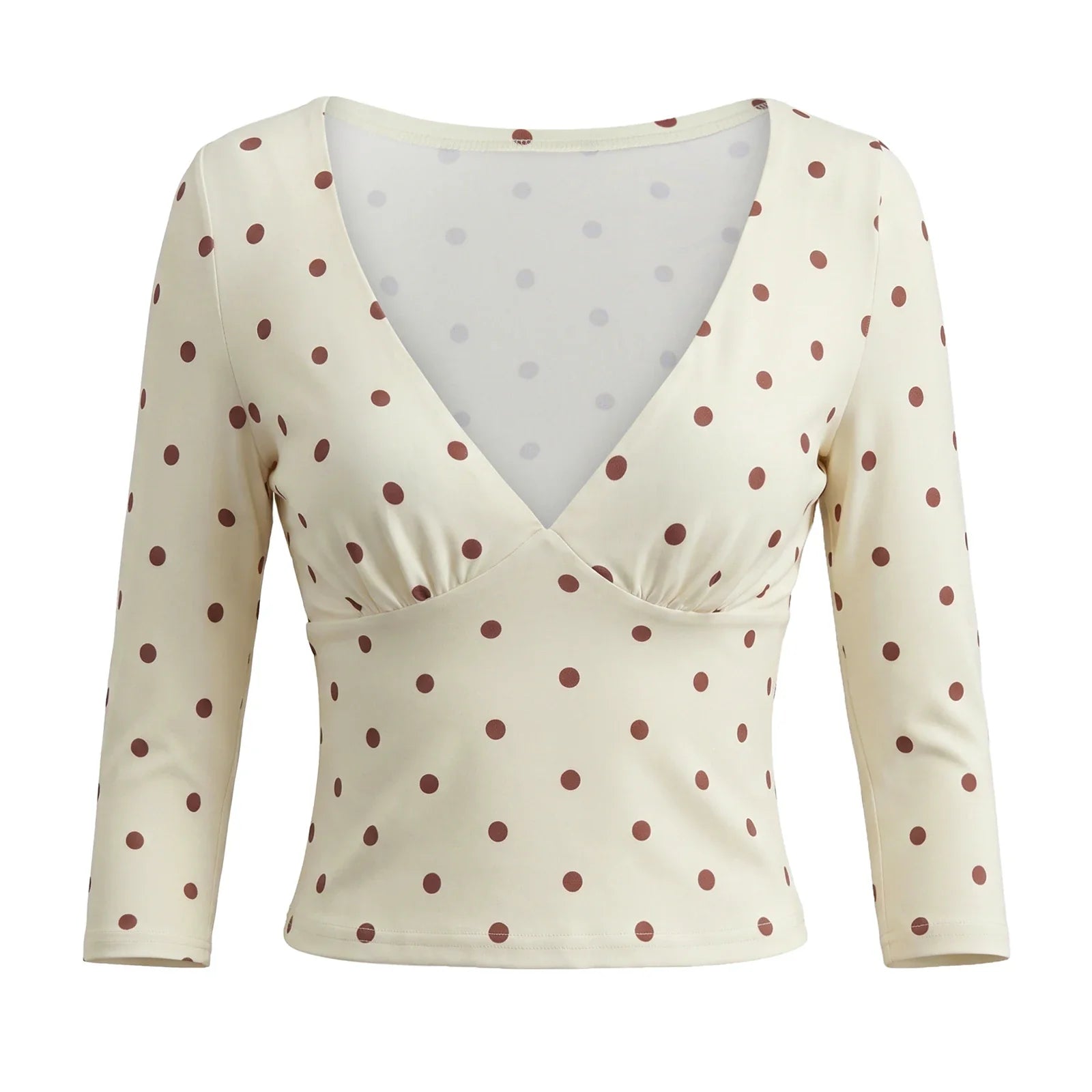 Polka Dot Deep V Neck Crop Top