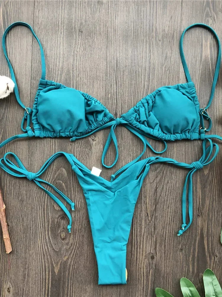 Sexy Ruffle Frilled Micro Thong Bikini
