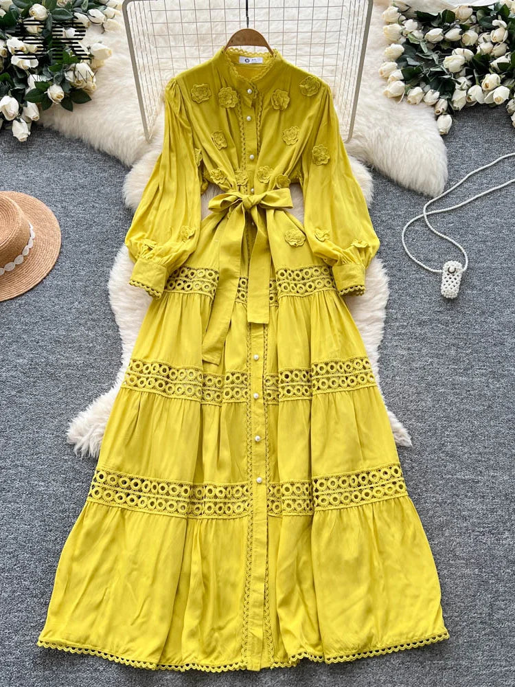 3D Floral Long Dress