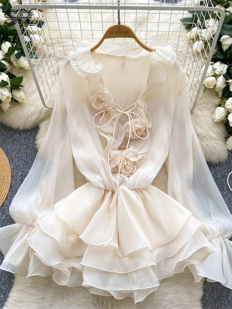 Gentle Ruffles Chiffon Dress