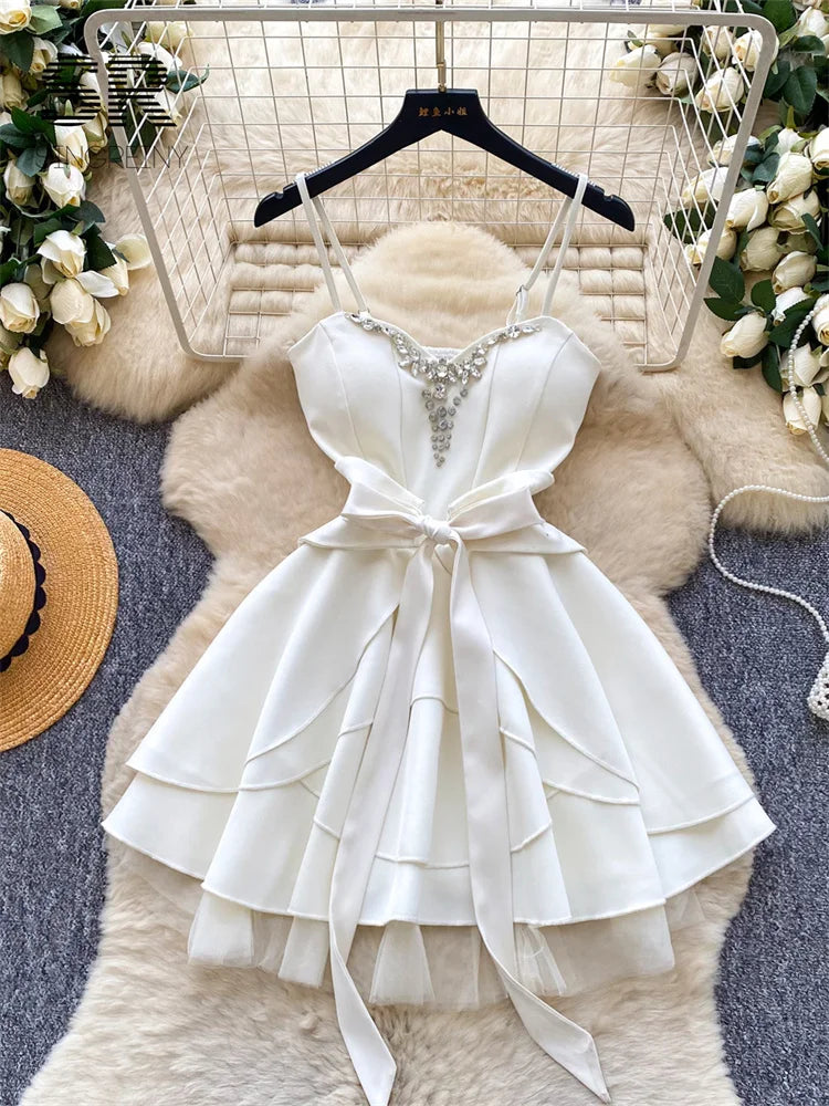 SINGREIN Mesh Splice Diamonds Dress