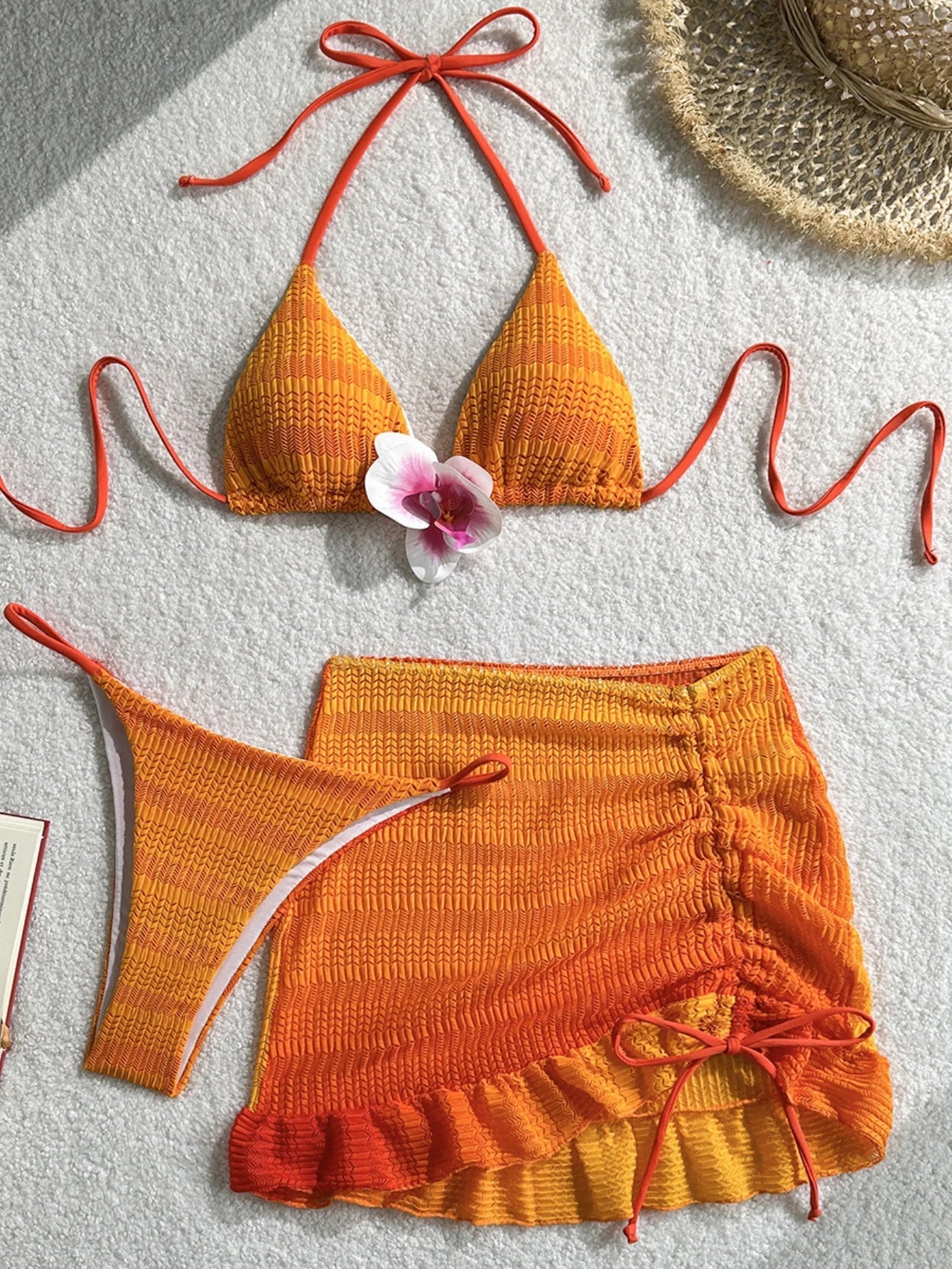 Sexy Hot Pink Gradient Bikini Set