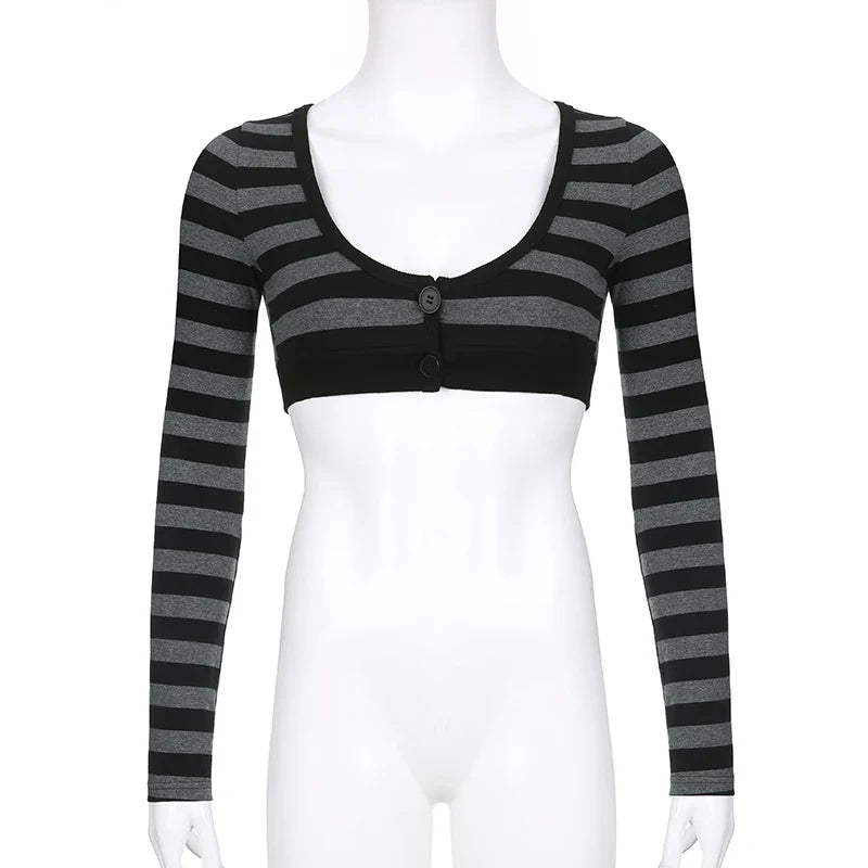 Y2K Vintage Striped Crop Top