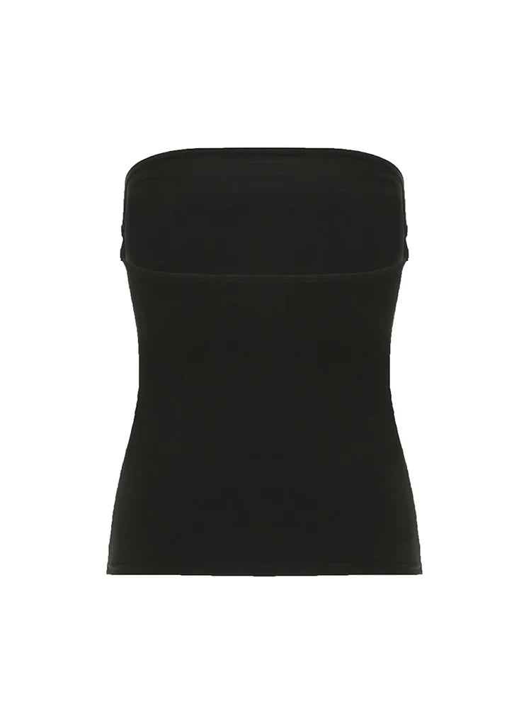 Gothic Print Black Tube Top
