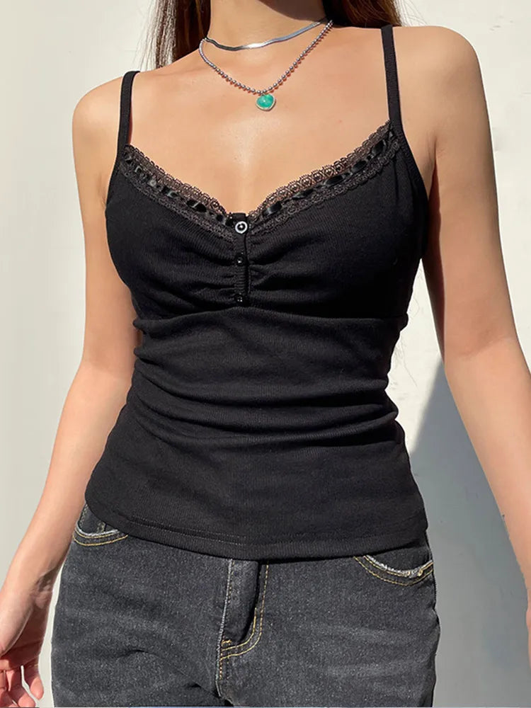 Sexy Folds Buttons Sleeveless Crop Top