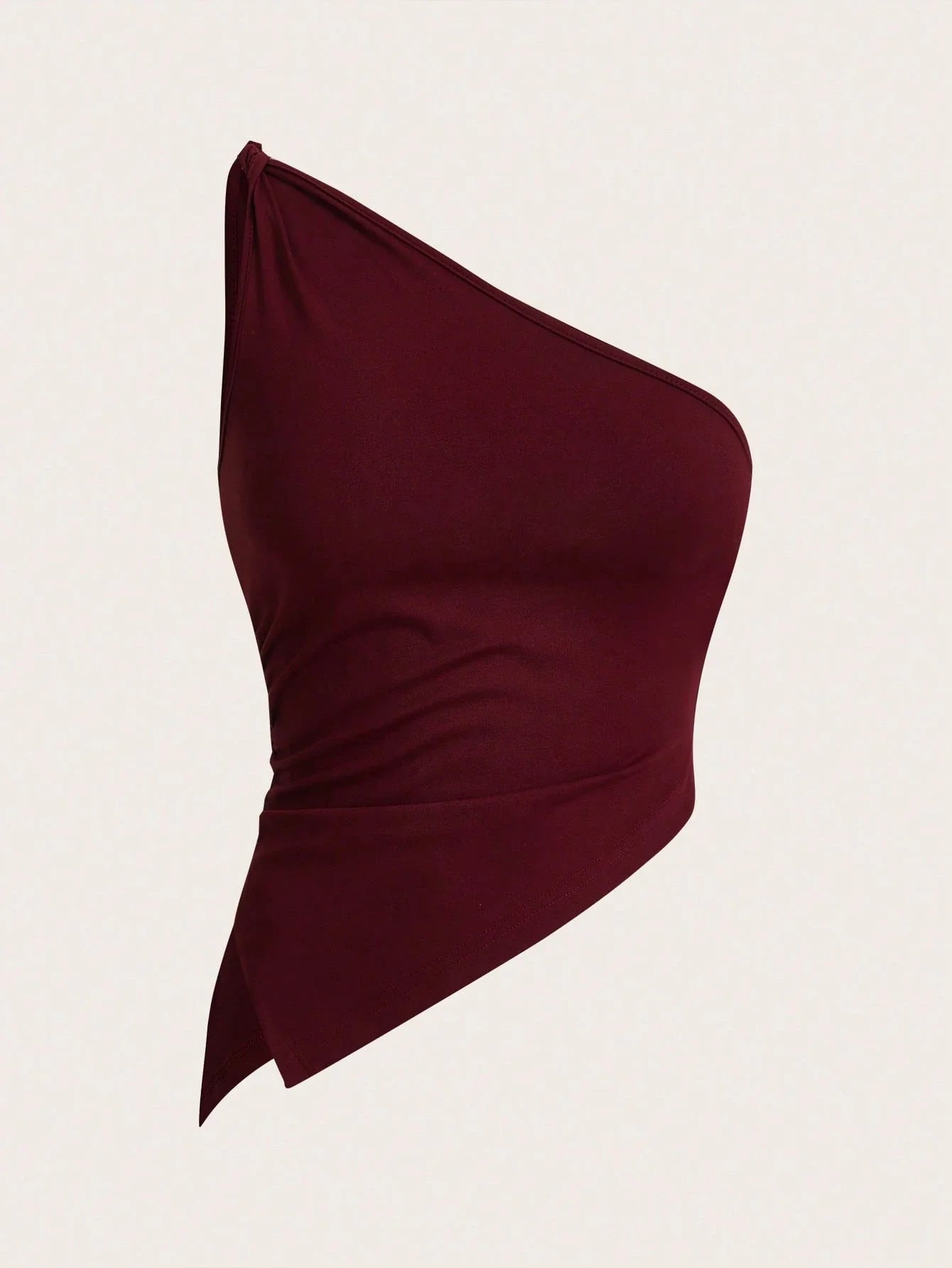 One Shoulder Asymmetry Hem Crop Top