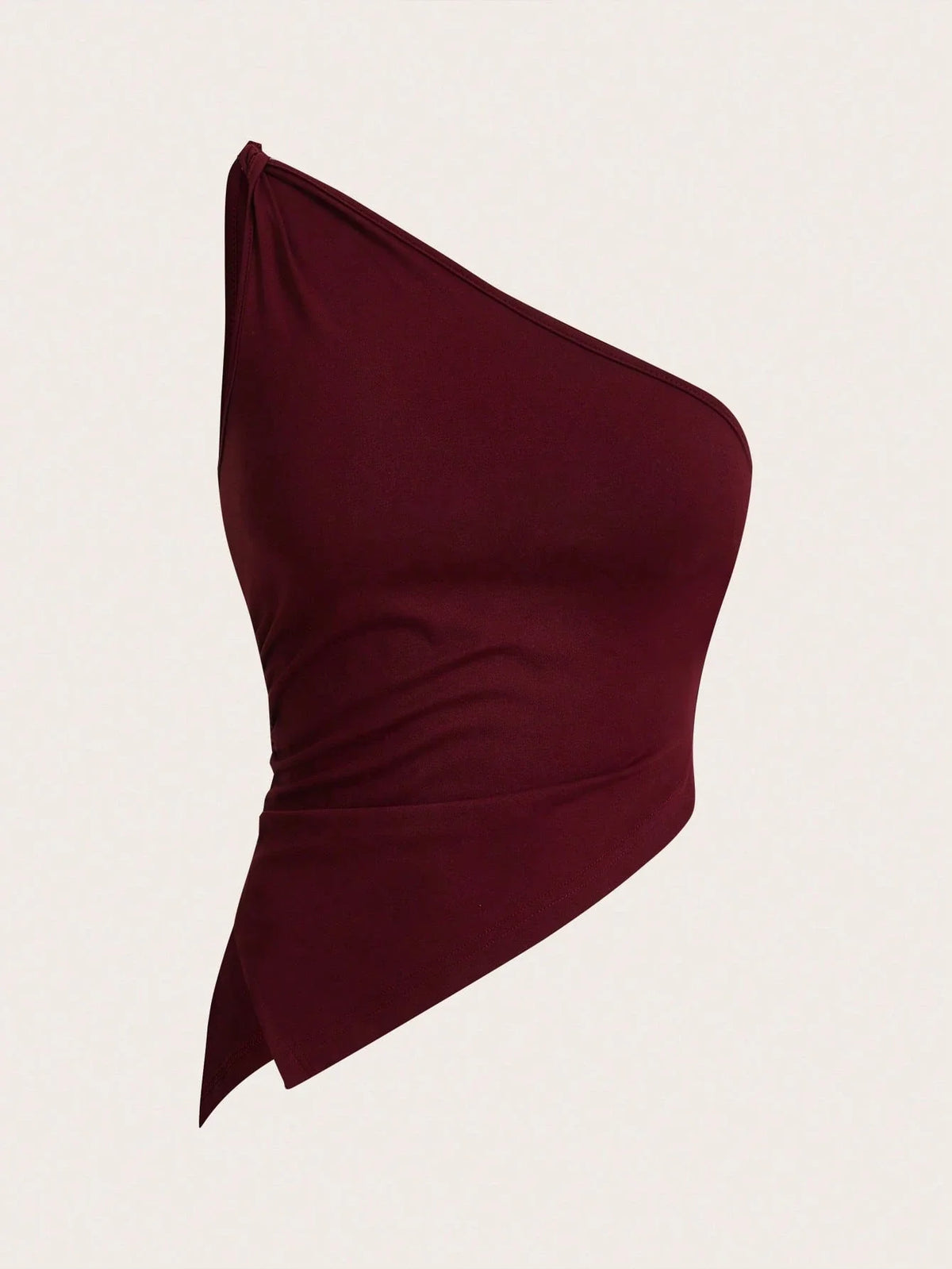 One Shoulder Asymmetry Hem Crop Top