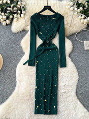 High Quality Beading Knitted Dress