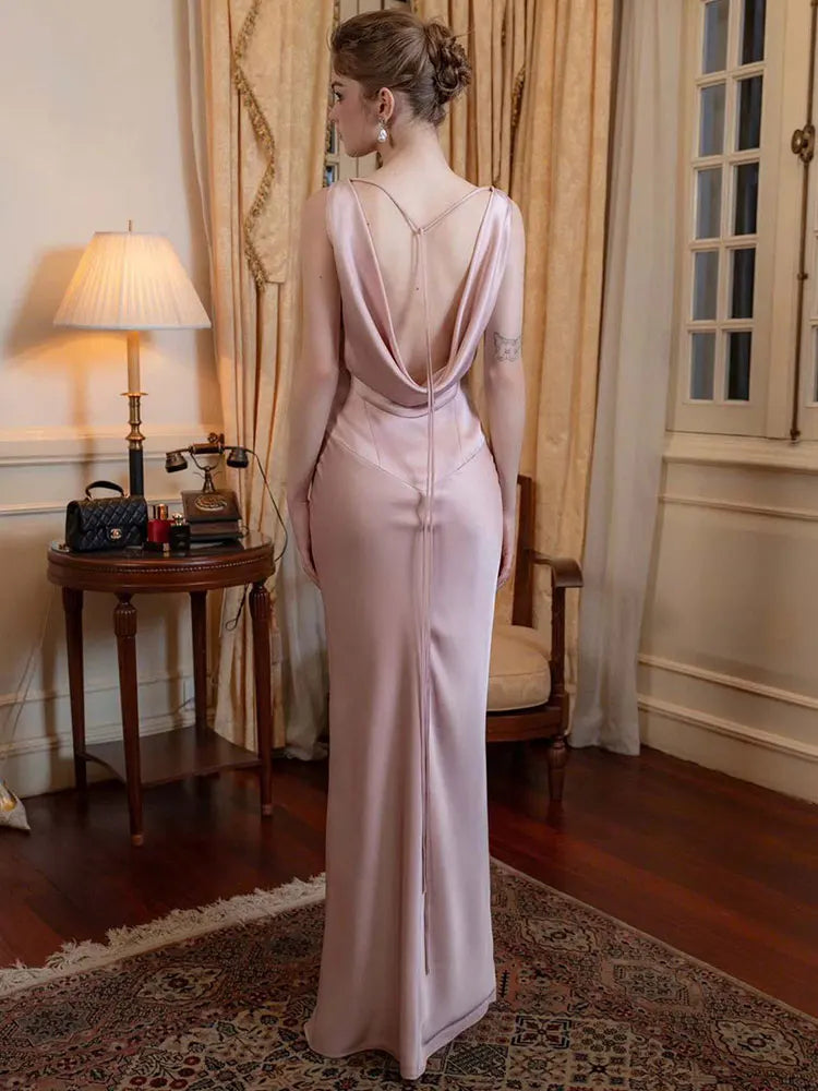 Satin Elegant Maxi Evening Dress