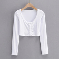 Slim V-neck Long Sleeve Bottomed Womens Tops