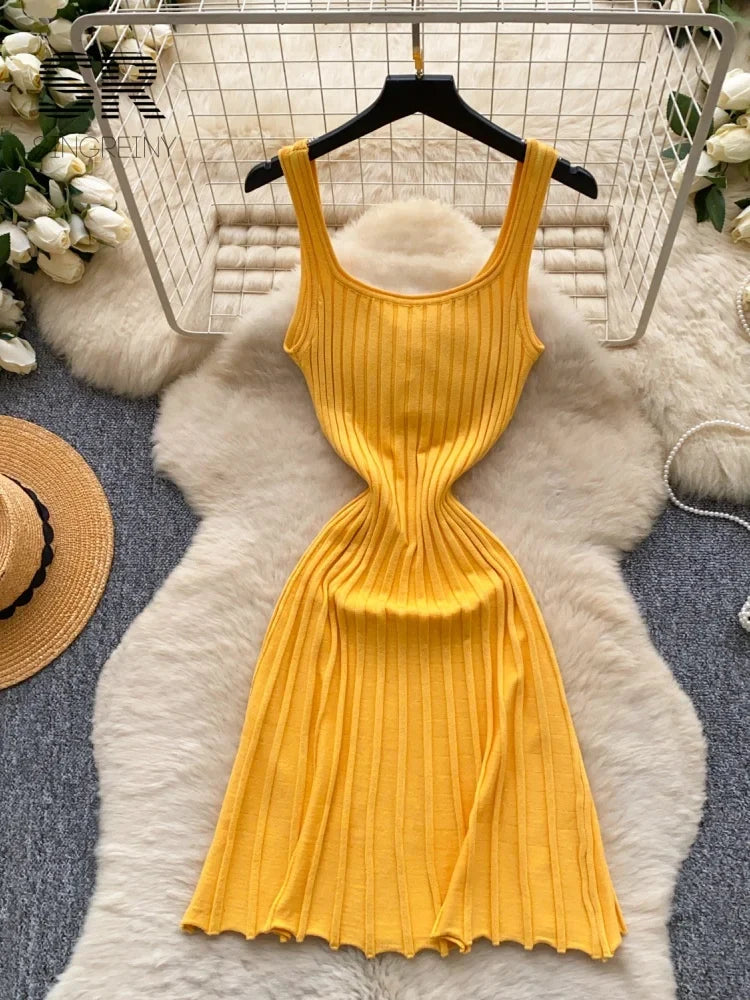 Solid Knitted Basic Tank Dress