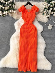 Ruffles Sleeveless Maxi Dress