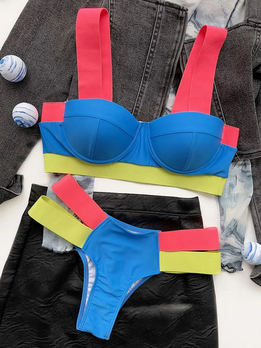 Splicing Push Up Bra Cup Bikini