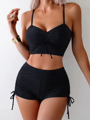 Wrinkled Knotted Shorts High Waist Bikini