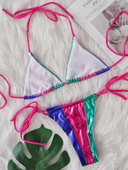 Splicing PU Leather Mini Micro Thong Bikini