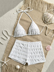 Sexy White Polka Dot Print Bikini Set