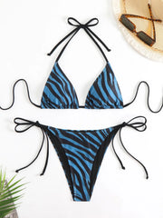 Sexy Coffee Zebra Print Bikini Set