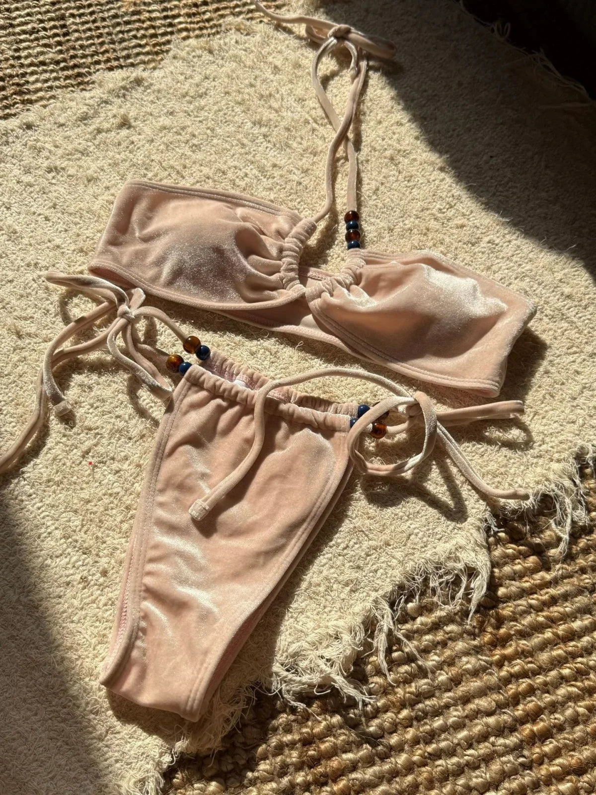 Shiny Pink Velvet Bikini