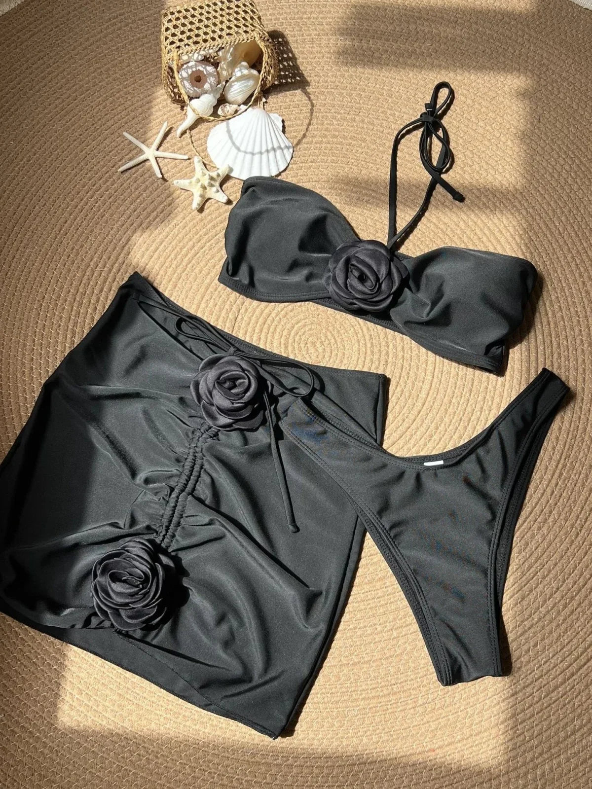 3D Floral Designer 3 Piece Swimsuit