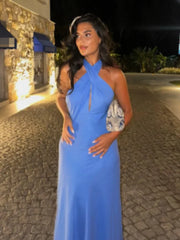 Sexy Solid Halter Maxi Dress