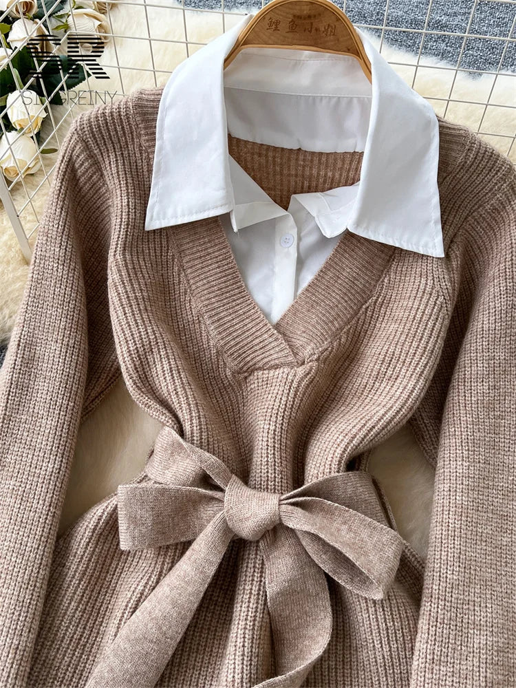 Fake 2pc Sets Knitted Dress