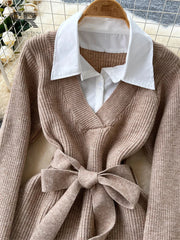 Fake 2pc Sets Knitted Dress