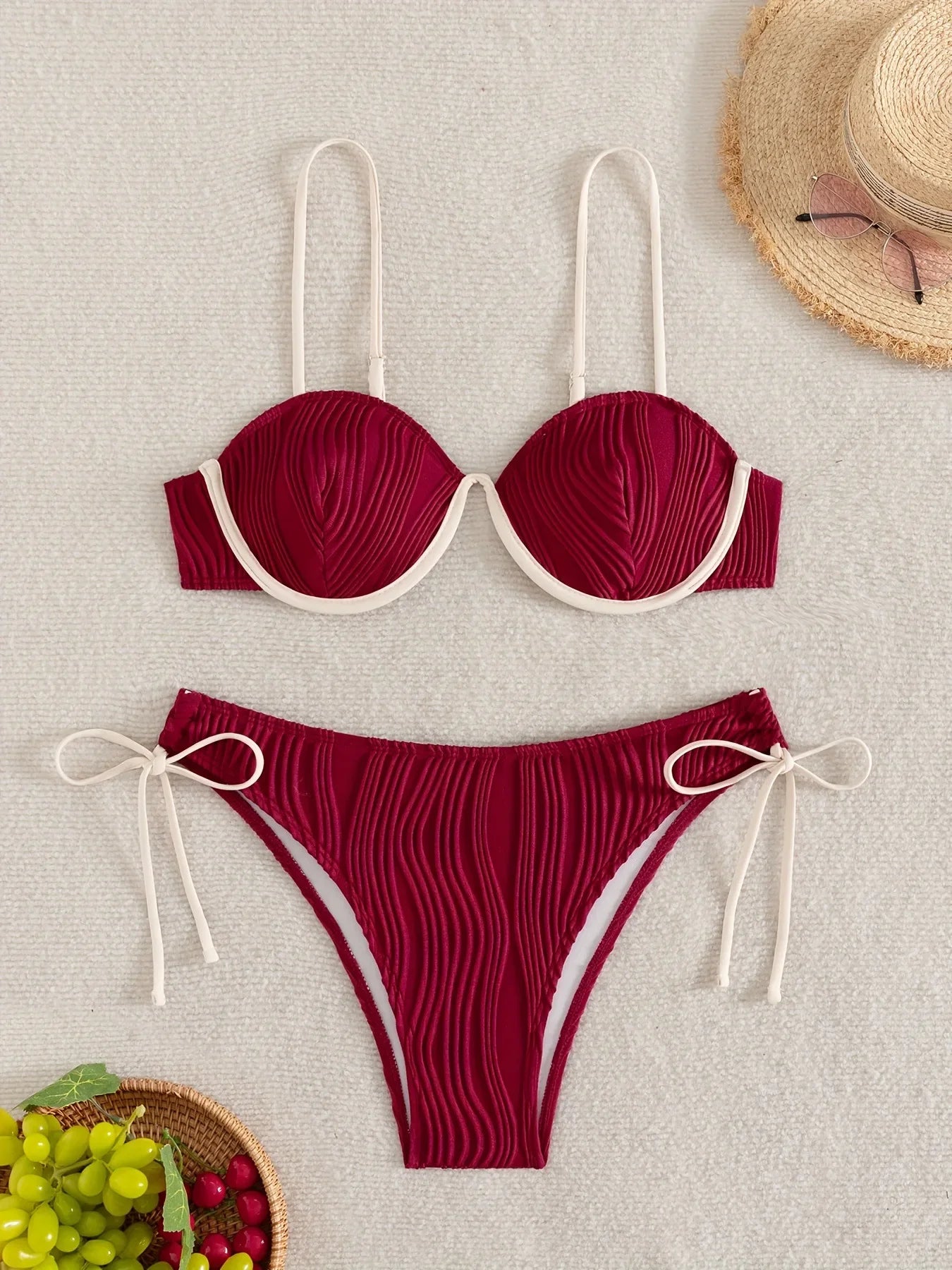 Sexy Coffee Patchwork Bikini Set