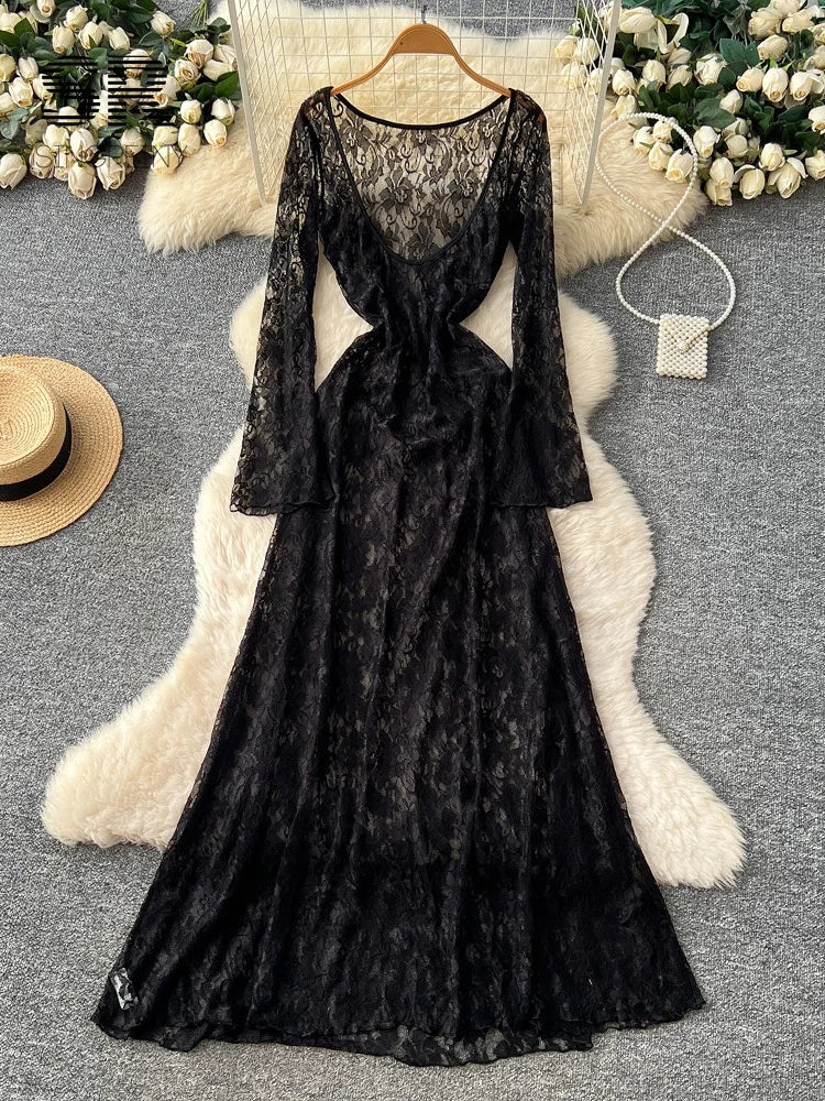 Sheer Lace Feminine Dress