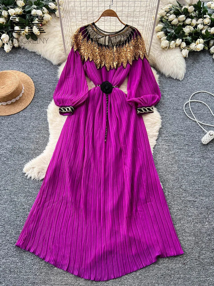 Sequins Pleated Beading Dress