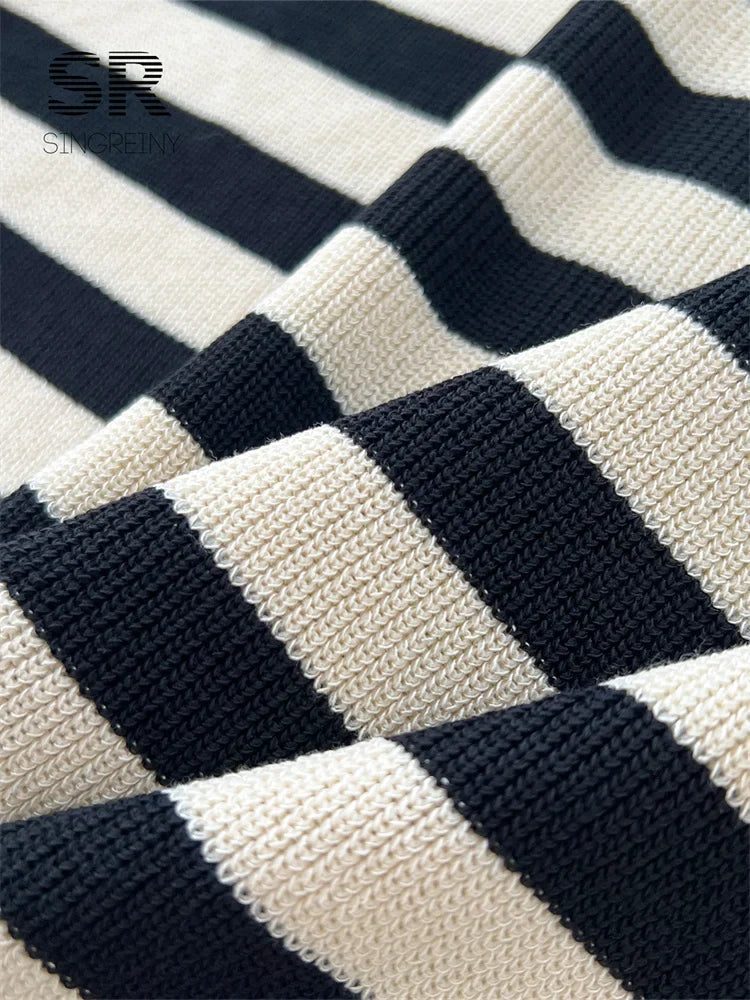 Winter Casual Striped Long Dress