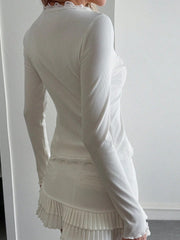 Women's Casual Rib-Knit Slim Fit Long Sleeve Cardigan Top