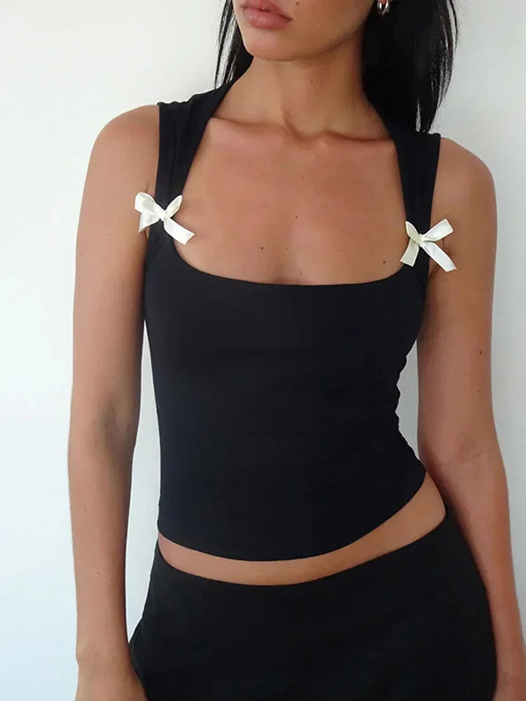 Y2K Women'S Bow Tie-Up Tank Tops