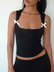 Y2K Women'S Bow Tie-Up Tank Tops