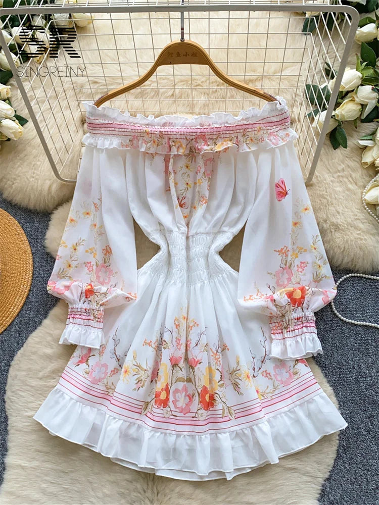 Off Shoulder Floral Mini Dress