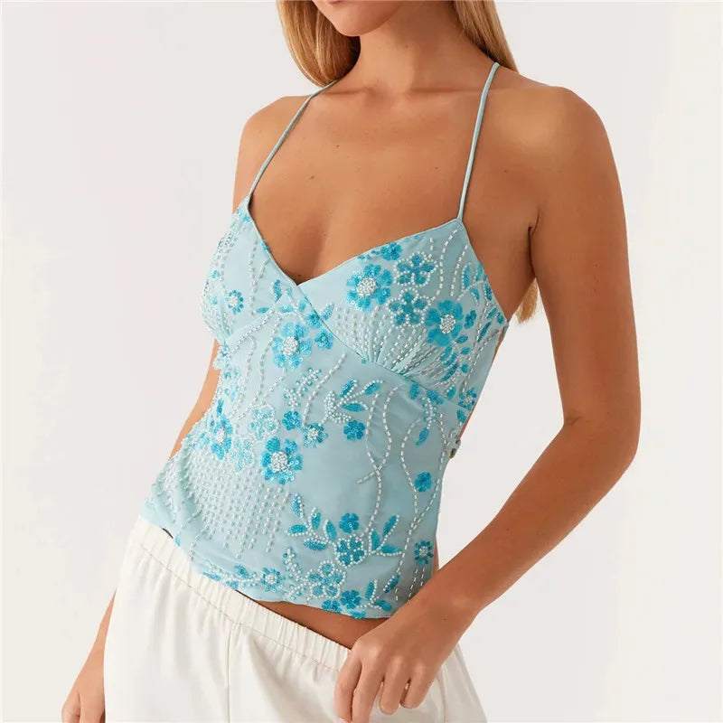 Sexy Sequin Rhinestone Crop Tops