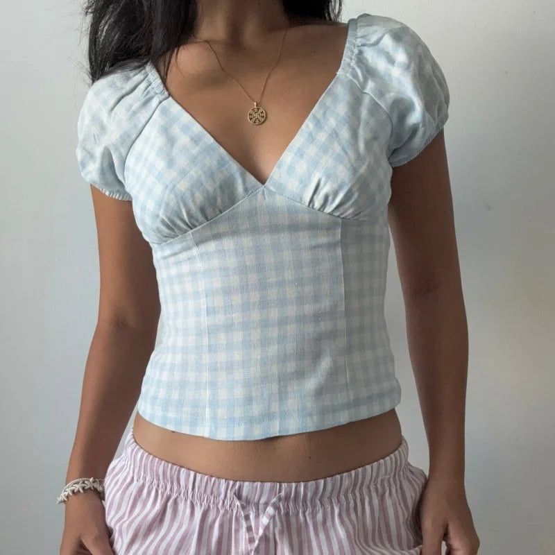 Y2k Gingham Crop Top