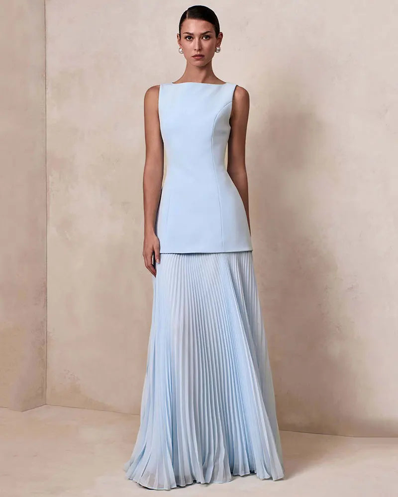 Elegant Pleated Long Dress