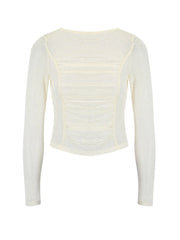 Long Sleeves T-shirt Autumn New Streetwear  Casual Slim O-Neck See Through Tees Solid Sexy Lady Versatile Clothing