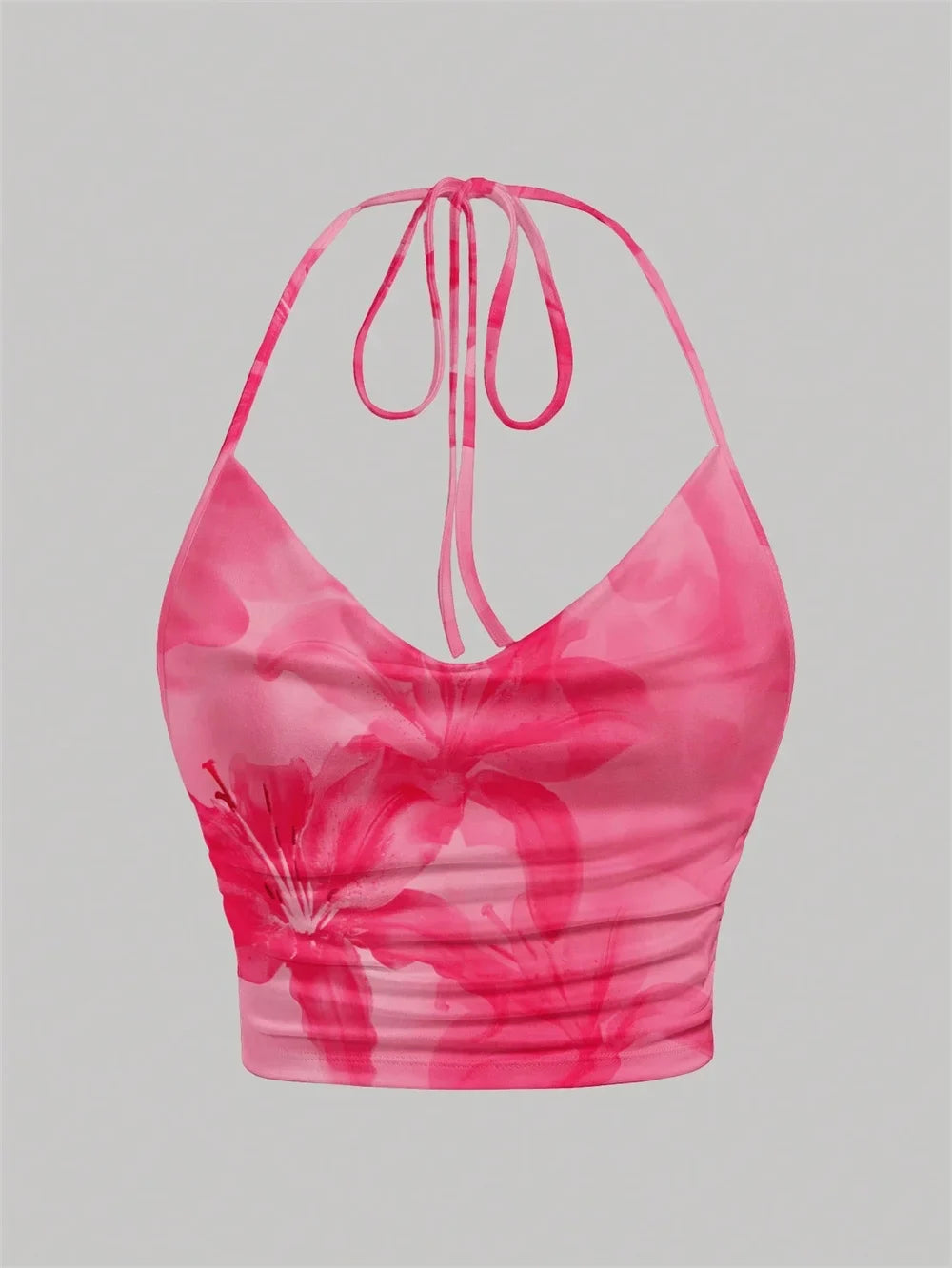 Tie-dye Floral Print Halter Top