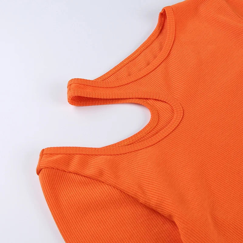 Sexy Hollow Out T Shirt Casual Round Neck Long Sleeve Skinny Cropped Tops