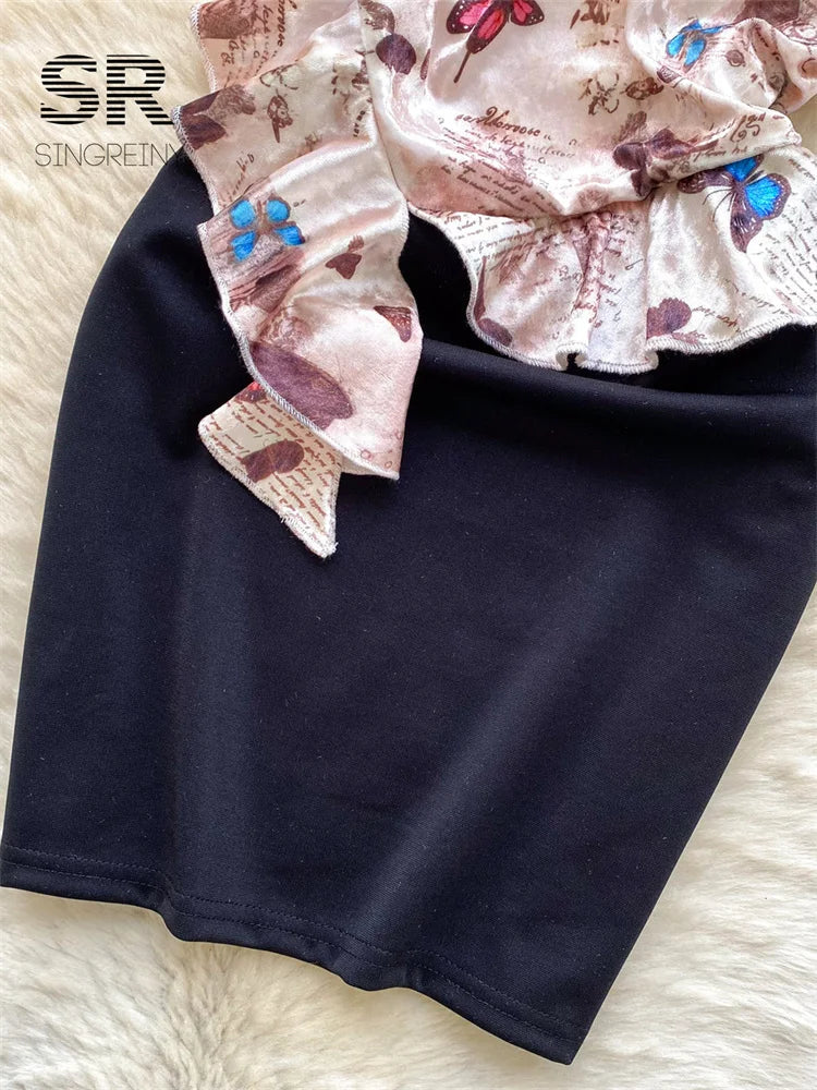 Artistic Print Bodycon Dress