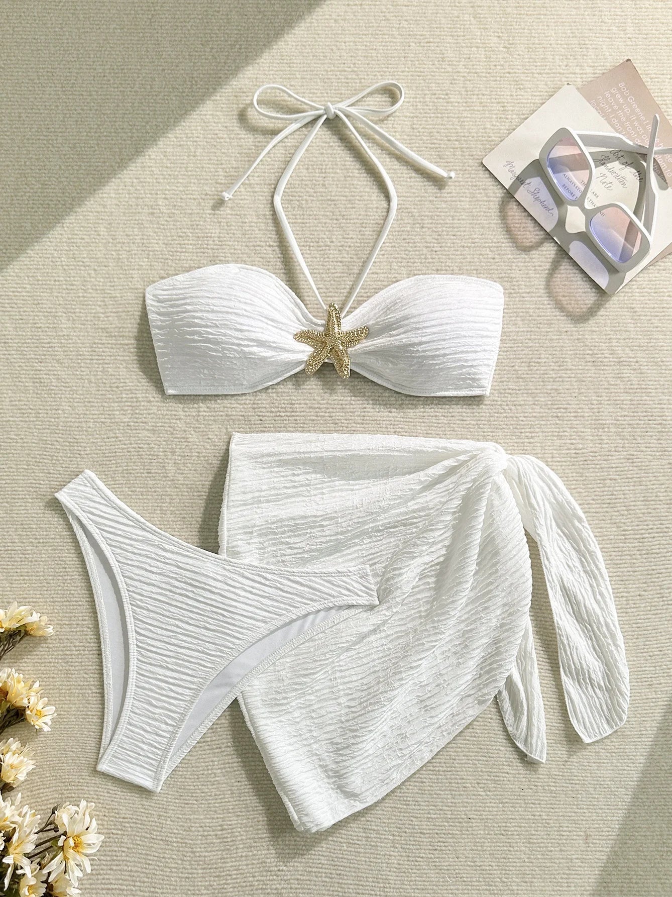 Sexy White Starfish Ornament Bikini