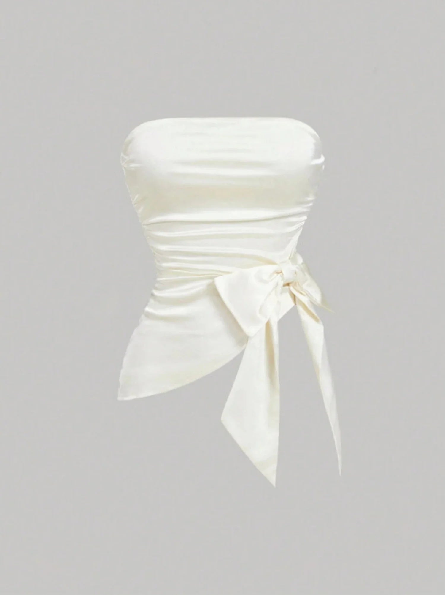 Women's Ivory Satin Tube Top