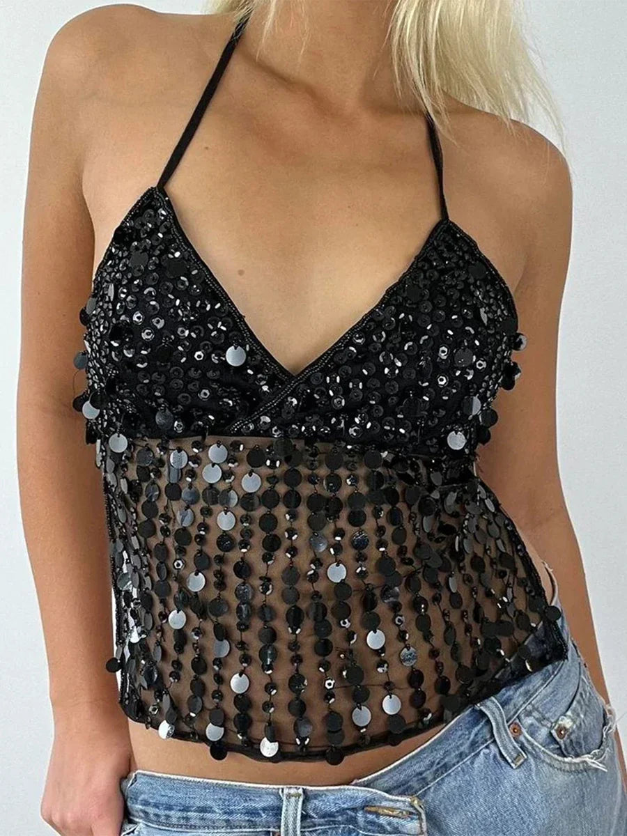 Sequin Halter Top