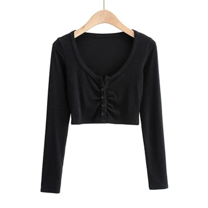 Slim V-neck Long Sleeve Bottomed Womens Tops