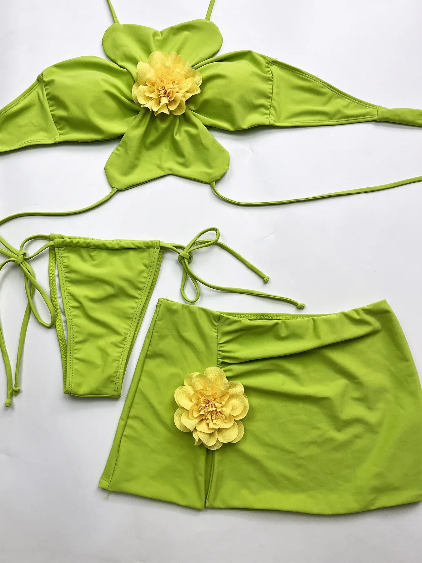 Sexy Green 3D Floral Bikini